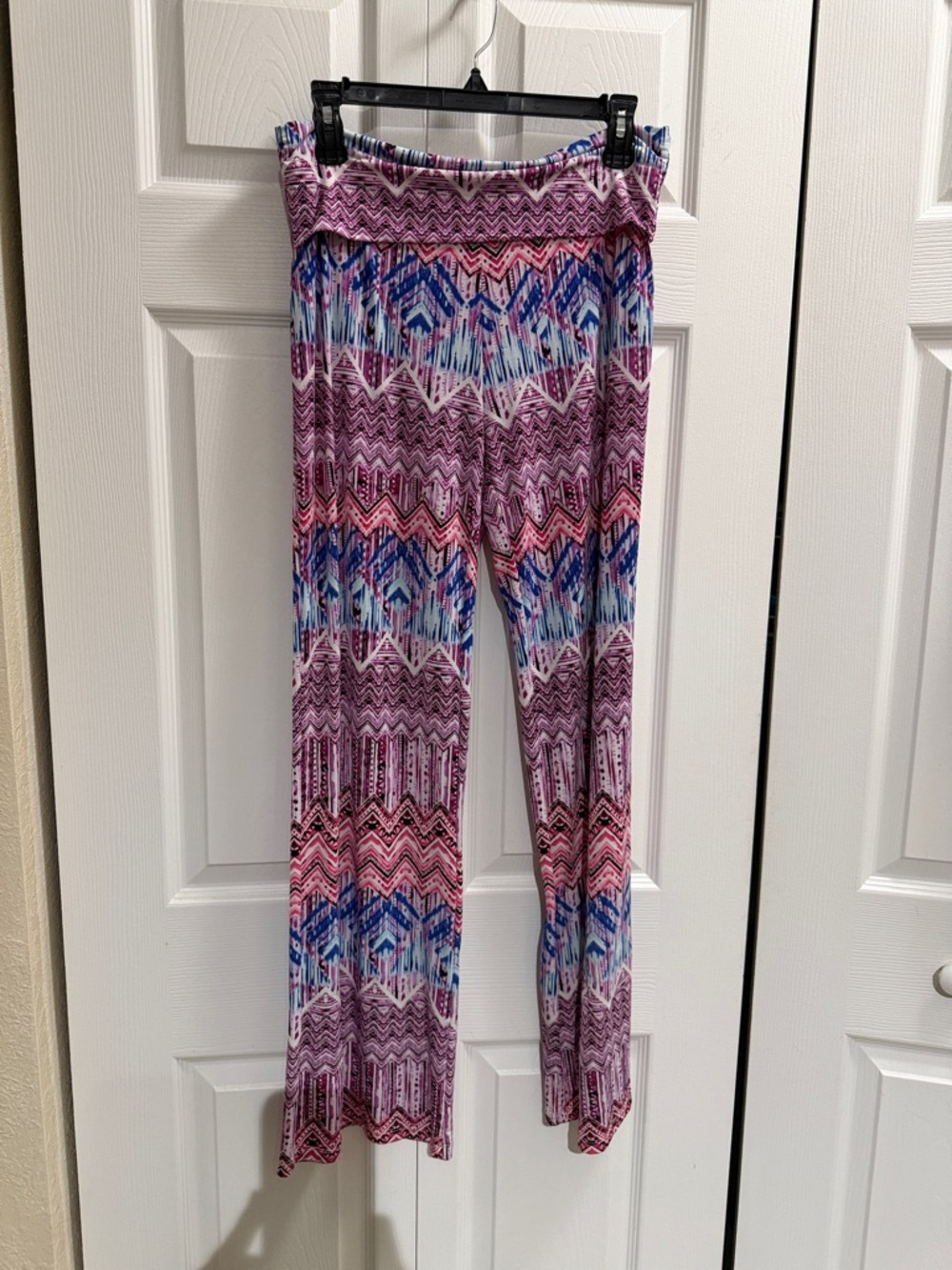 Charlie Paige Pink, Purple & Blue Chevron Palazzo Pants